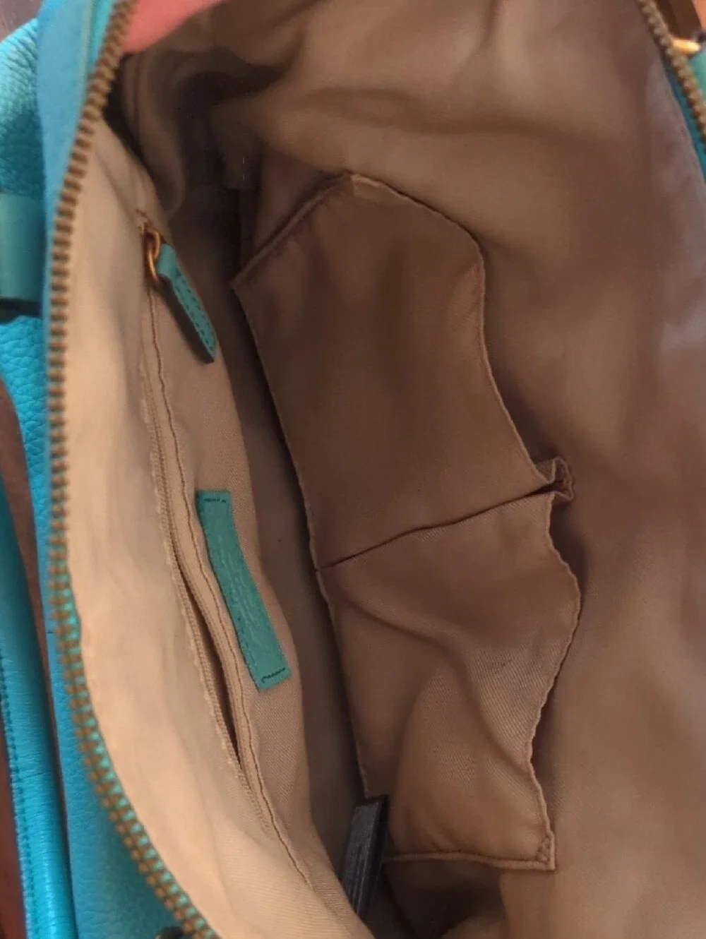 Teal Pebbled Leather Satchel Handbag